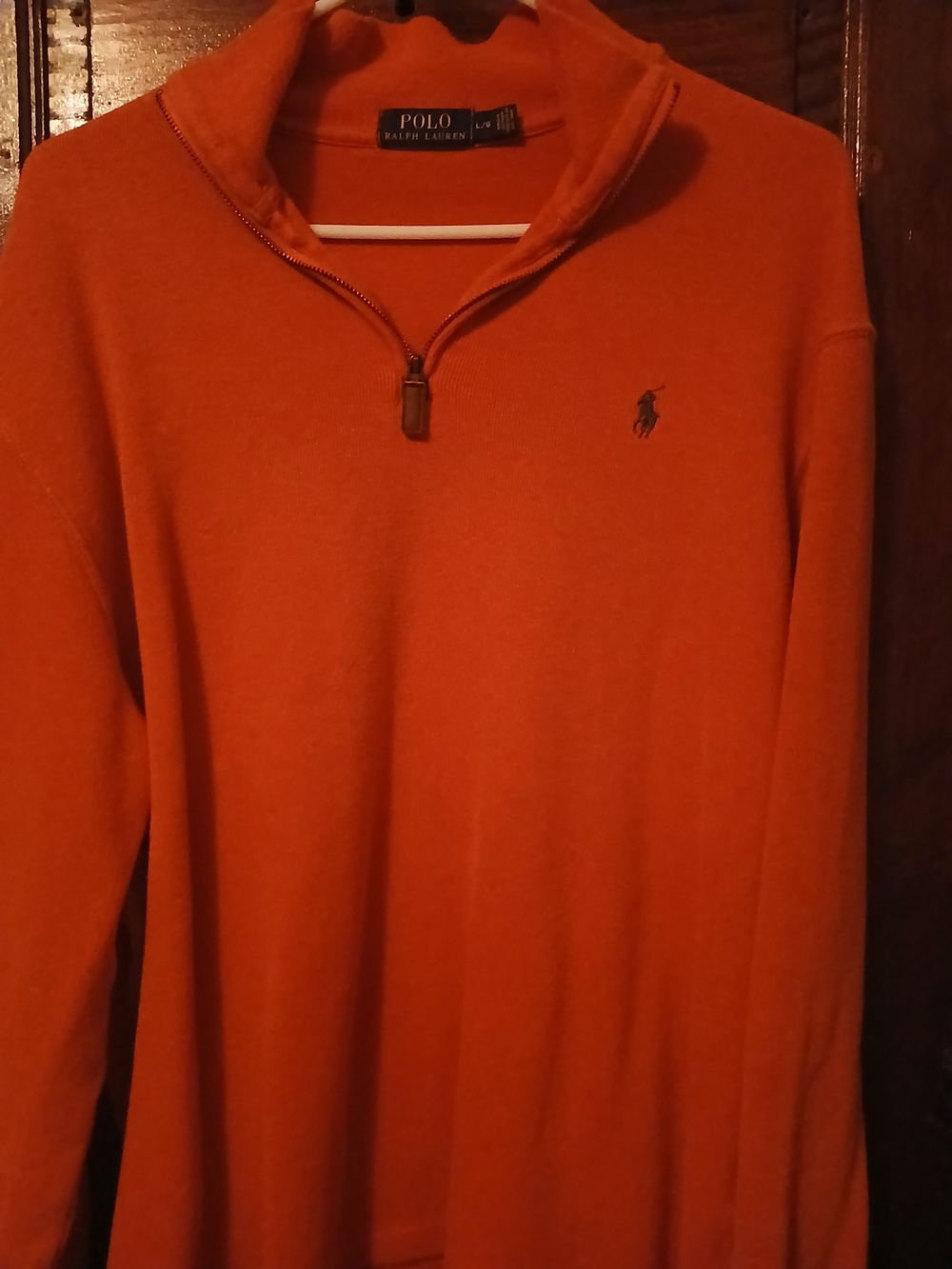 Polo by Ralph Lauren Men's Orange Quarter-Zip Sweater